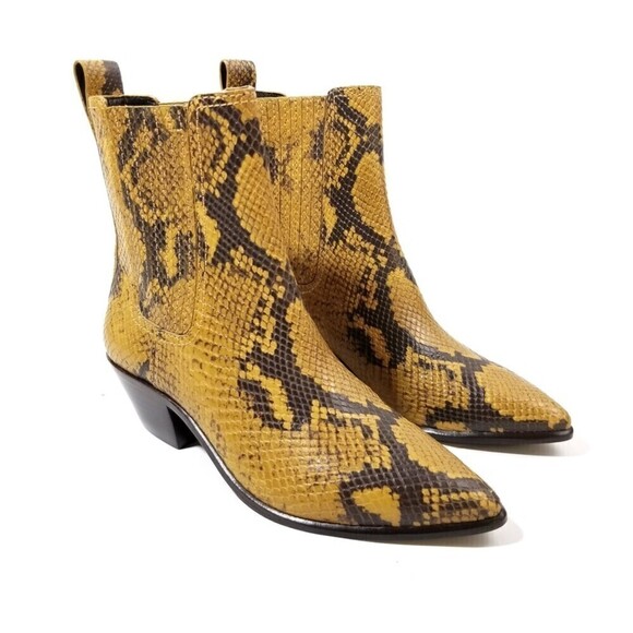 Loeffler Randall Aylin Amber Western Bootie Boho Brown Snake Print Block Boot 7 - Picture 7 of 11
